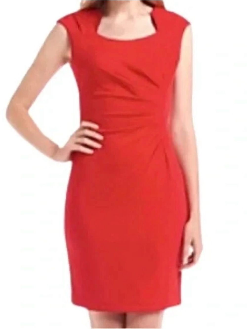 Calvin Klein Blood Orange Cap-Sleeve Sheath Dress Sz 14